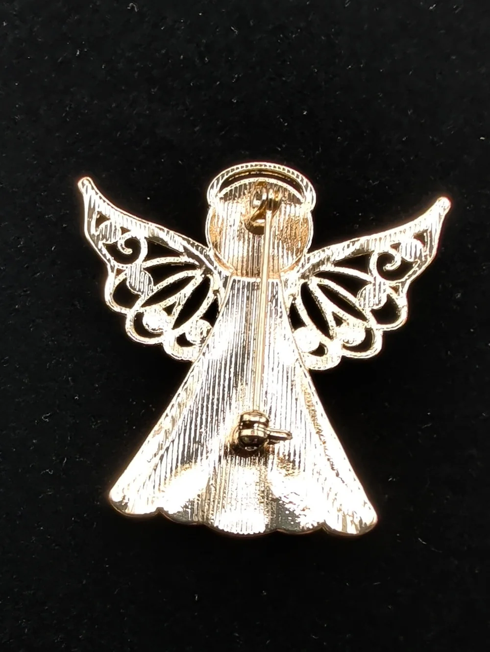 Gold Angel Brooch Pin with Aurora Rhinestones - Women Jewelry, NIB
